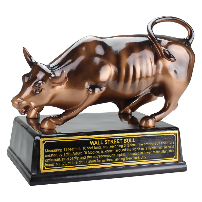 Official Licensed Bronze Wall Street Bull Stock Market NYC Figurine Statue with Base - XX-Large