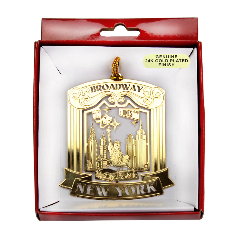 New York City - Statue of Liberty - Broadway Theater - Big Apple - NYC Taxi Christmas Ornament(24K Gold Plated)