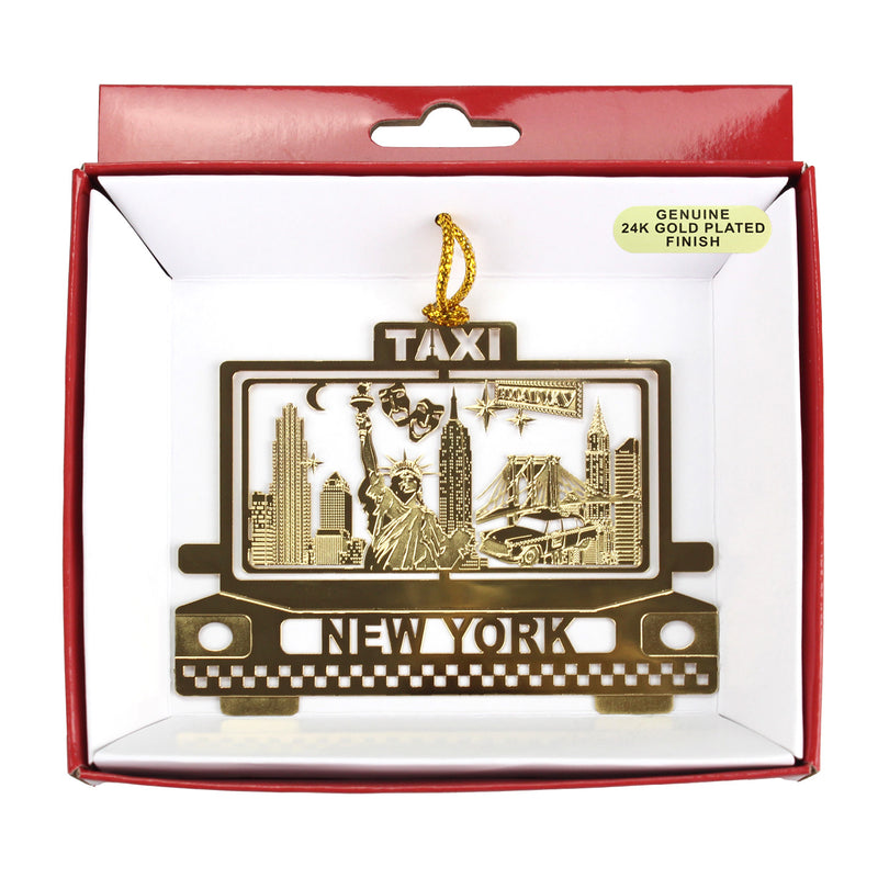 New York City - Statue of Liberty/Empire State Building/Chrysler Building/Brooklyn Bridge/Broadway/Taxi - Christmas Ornament(24K Gold Plated)