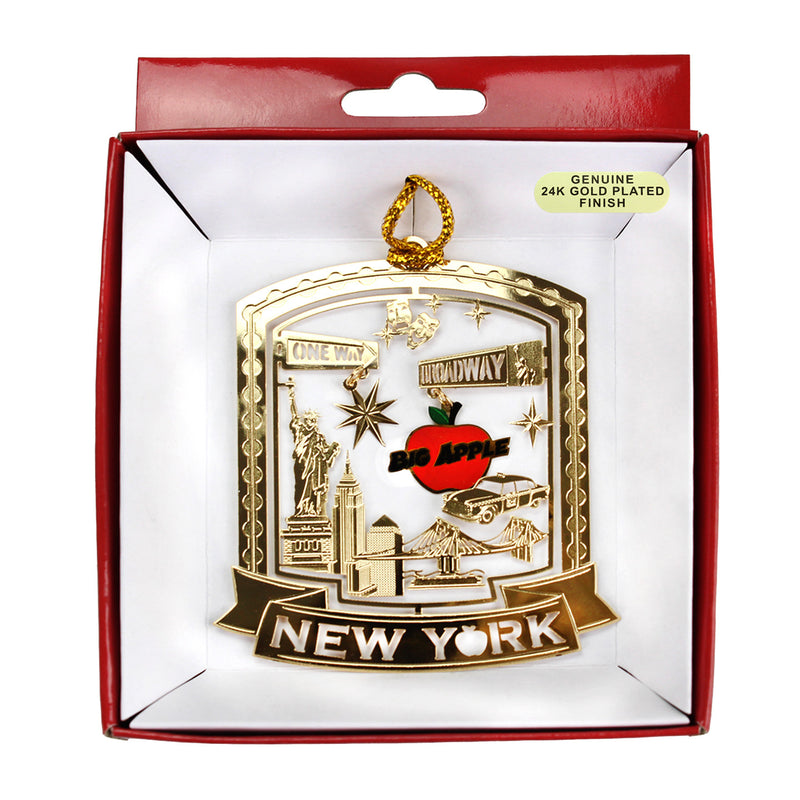 New York City - Statue of Liberty - Broadway - Big Apple - NYC Taxi Christmas Ornament(24K Gold Plated)