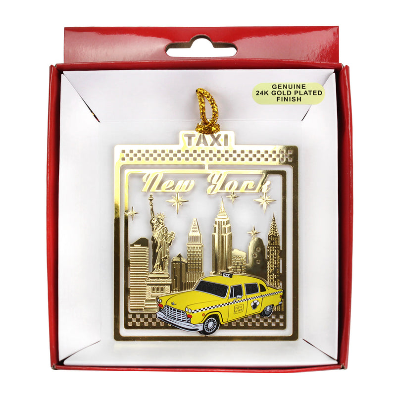 New York City - Statue of Liberty/Empire State Building/Chrysler Building/Yellow Taxi - Christmas Ornament(24K Gold Plated)