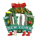 New York City Christmas Wreath Ornament - Statue of Liberty, Empire State Building - NYC Landmarks