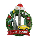 New York City Christmas Wreath Ornament - Statue of Liberty, Empire State Building, Yellow NYC Taxi - NYC Landmarks