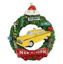 New York City Christmas Wreath Ornament - Yellow NYC Taxi - NYC Landmarks