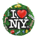 New York City Christmas I Love NY Wreath Ornament - Yellow NYC Taxi - SOL-NYC Landmarks