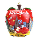 Red Apple New York Christmas Ornament - w/ Skyline,SOL,Santa, NYC Taxi