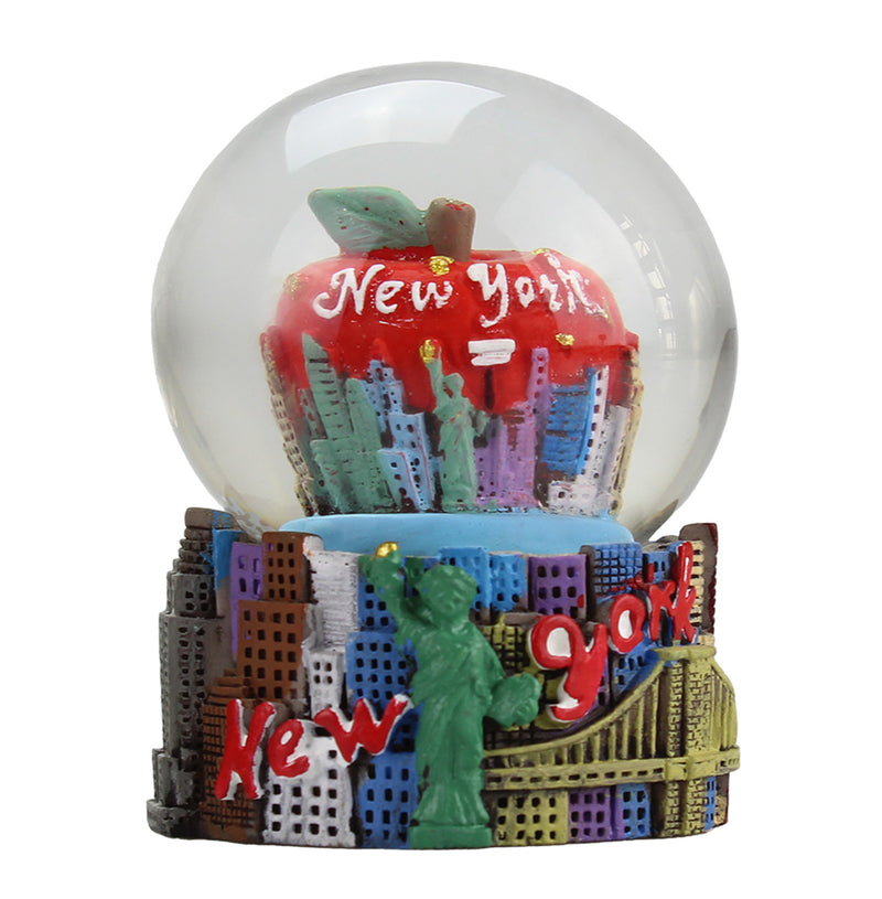 New York Big Red Apple w/ NYC Skyline/Statue of Liberty Design - Snow Globe