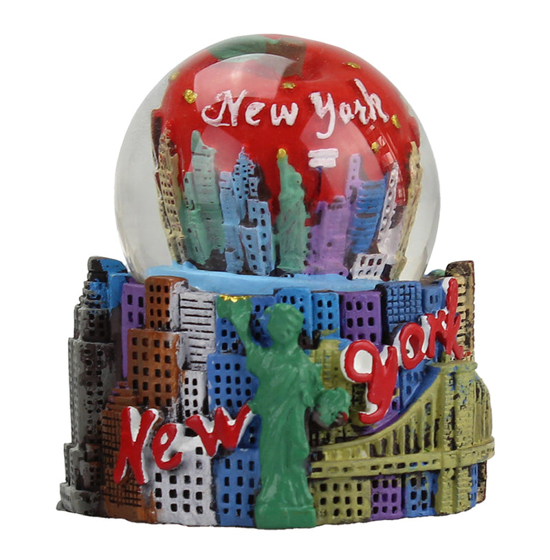 New York Big Red Apple w/ NYC Skyline/Statue of Liberty Design - Snow Globe