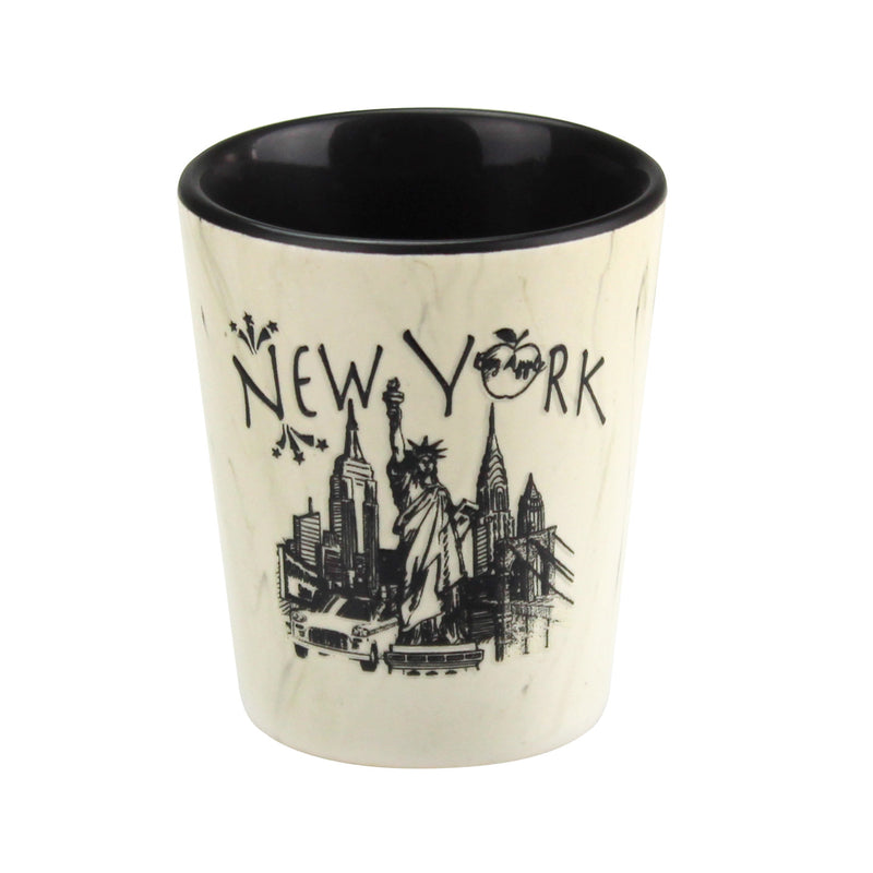 New York Skyline - Hand Drawing City - Big Apple - Ceramic Shot - 1.5oz