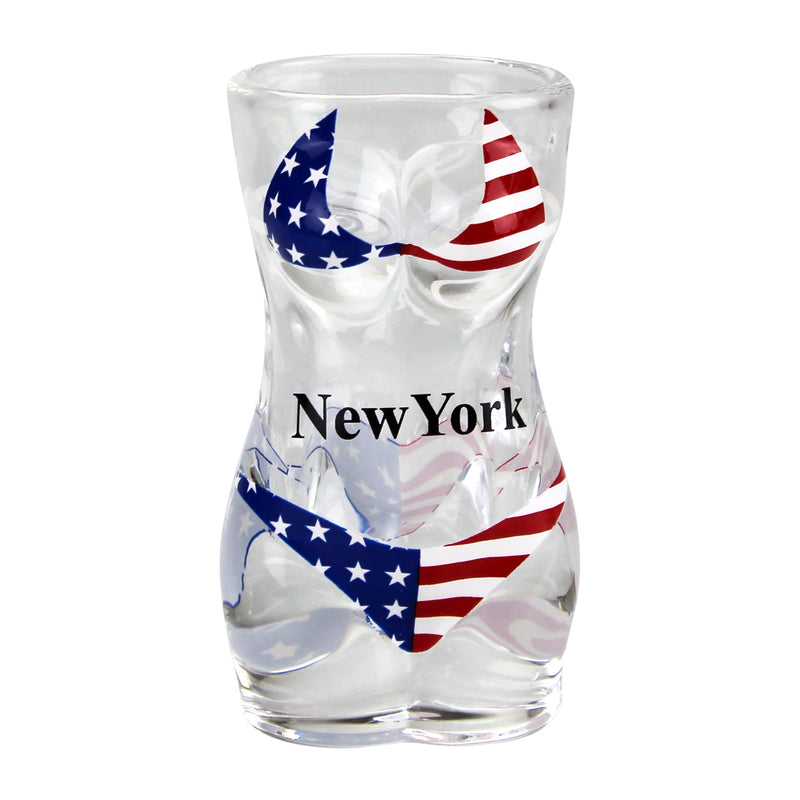 USA Flag Bikini Design - Clear Shot Glass - 0.8oz