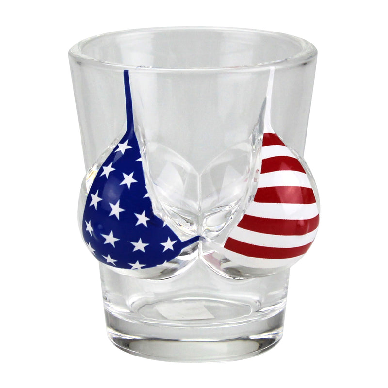 USA Flag Bikini Design Clear Shot Glass - 1.5oz