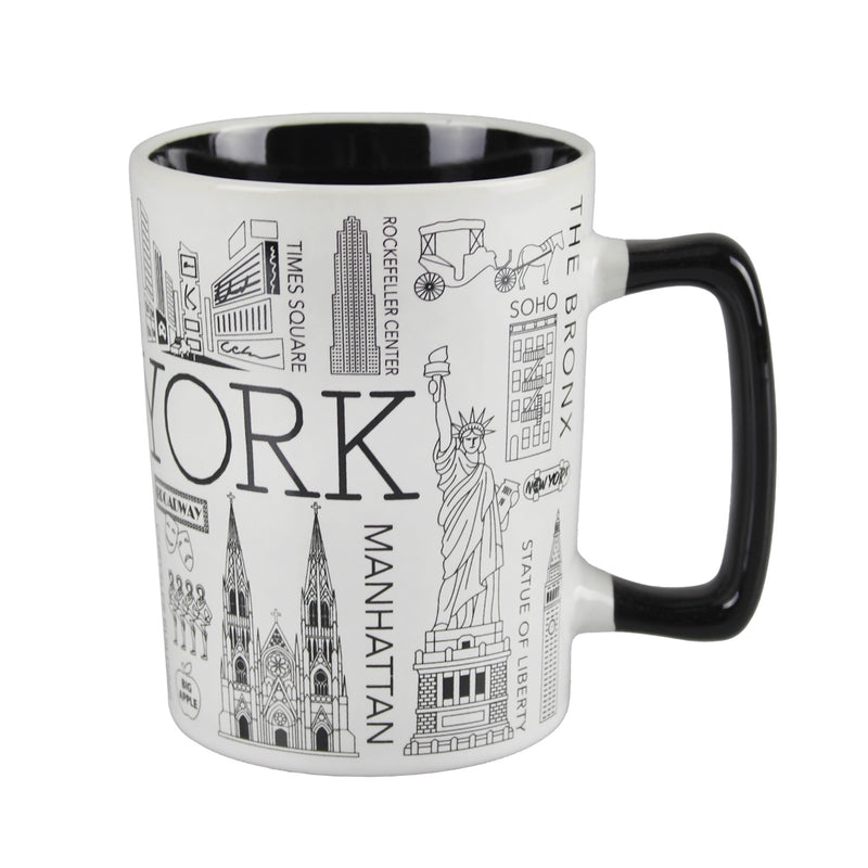 New York Landmarks/ Statue of Liberty/Empire State Building/Times Square - Jumbo Ceramic Mug - 12oz