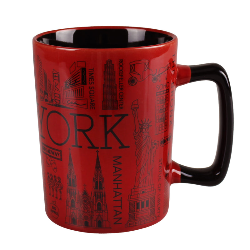 New York Landmarks/ Statue of Liberty/Empire State Building/Times Square - Jumbo Ceramic Mug - 12oz