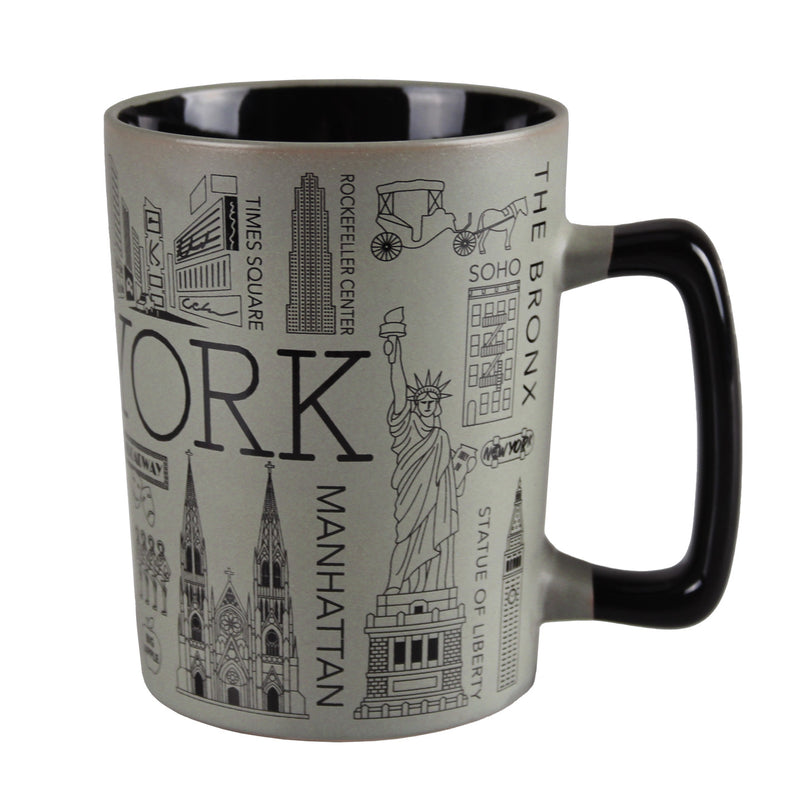 New York Landmarks/ Statue of Liberty/Empire State Building/Times Square - Jumbo Ceramic Mug - 12oz