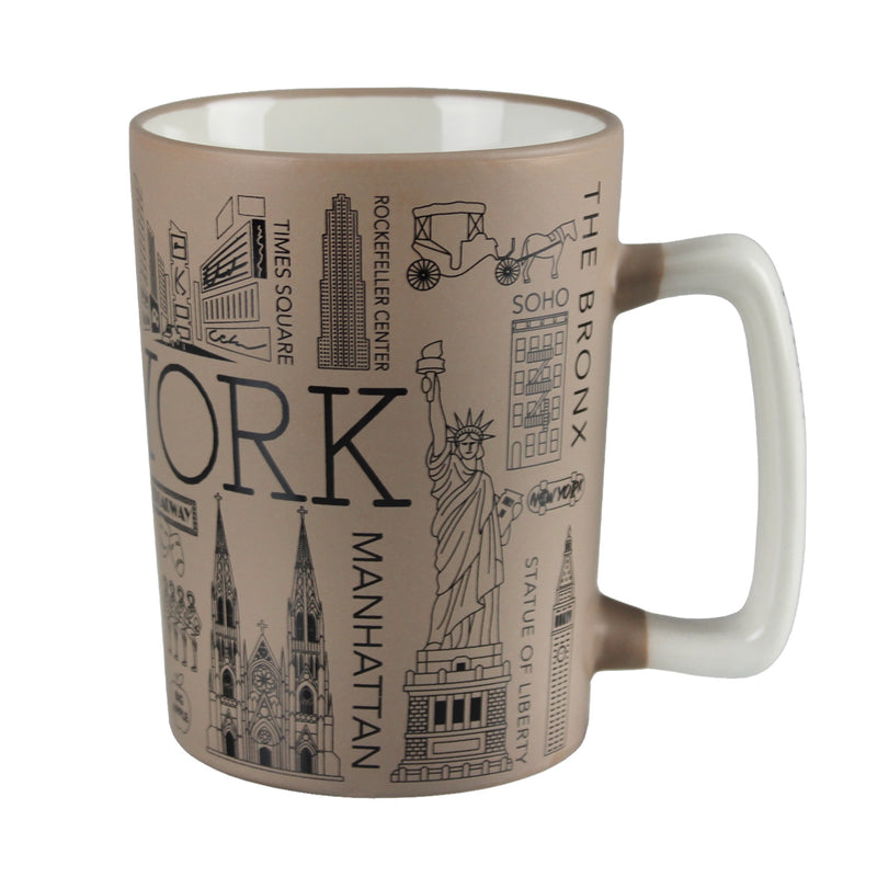 New York Landmarks/ Statue of Liberty/Empire State Building/Times Square - Jumbo Ceramic Mug - 12oz