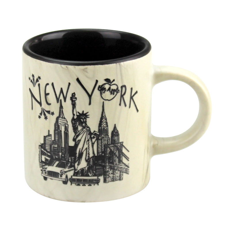 New York Skyline - Hand Drawing City - Big Apple - Ceramic Mini Coffee/Tea  Mug - 4oz