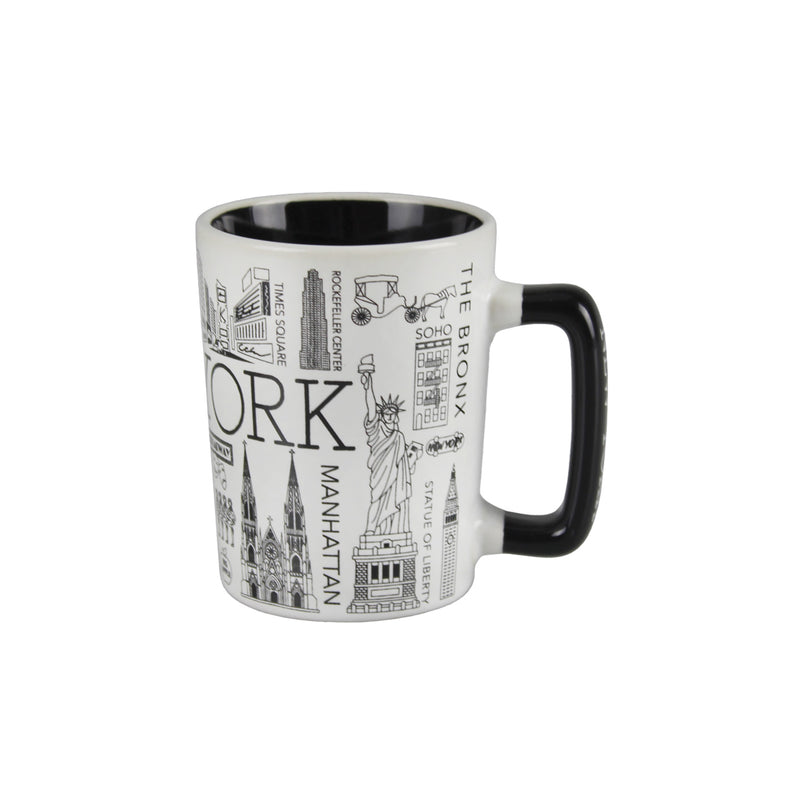 New York Landmarks/Statue of Liberty/Empire State Building/Times Square Ceramic Mini Coffee/Tea  Mug - 4oz