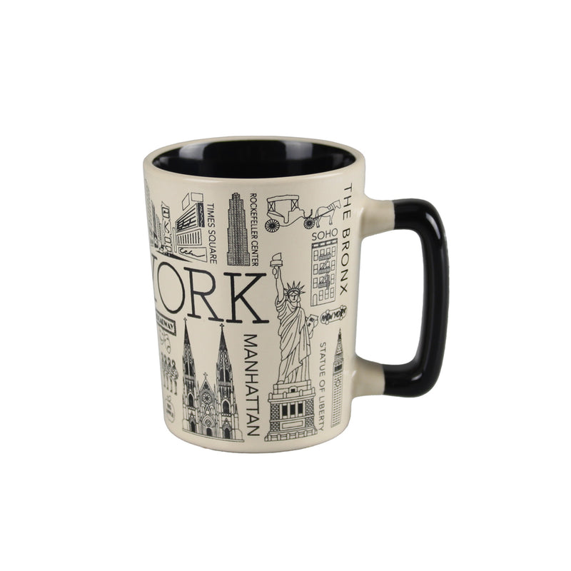 New York Landmarks/Statue of Liberty/Empire State Building/Times Square Ceramic Mini Coffee/Tea  Mug - 4oz