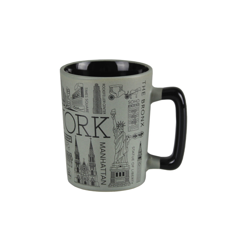 New York Landmarks/Statue of Liberty/Empire State Building/Times Square Ceramic Mini Coffee/Tea  Mug - 4oz