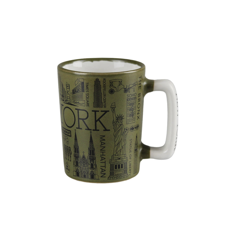 New York Landmarks/Statue of Liberty/Empire State Building/Times Square Ceramic Mini Coffee/Tea  Mug - 4oz