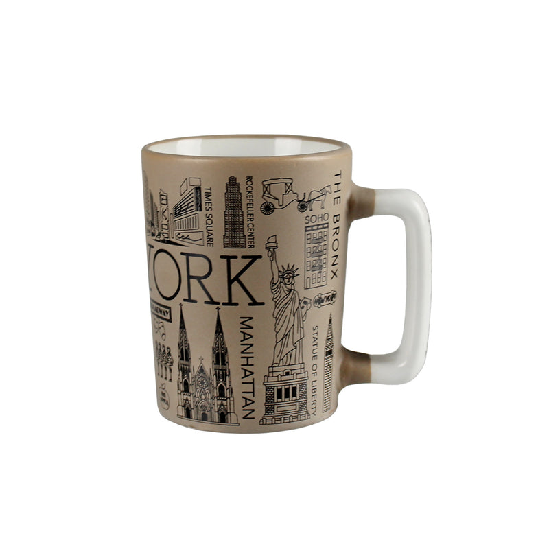 New York Landmarks/Statue of Liberty/Empire State Building/Times Square Ceramic Mini Coffee/Tea  Mug - 4oz