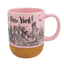 New York Skyline - Hand Drawing City - Cork Coffee/Tea  Mug - 11oz