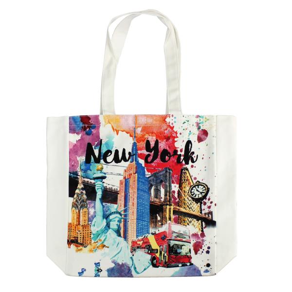 Water Color NY Design Canvas Tote Bag