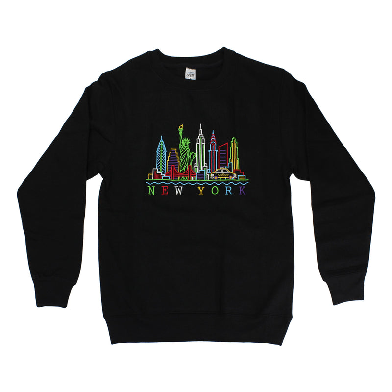 New York Colorful Skyline Embroidered Sweat Shirt