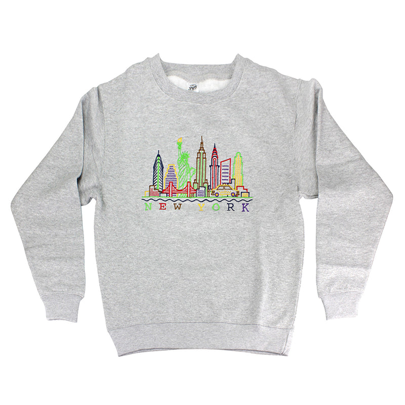 New York Colorful Skyline Embroidered Sweat Shirt