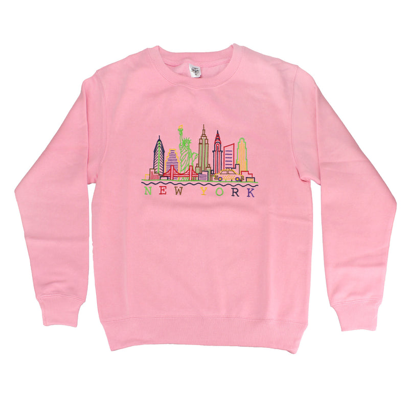 New York Colorful Skyline Embroidered Sweat Shirt