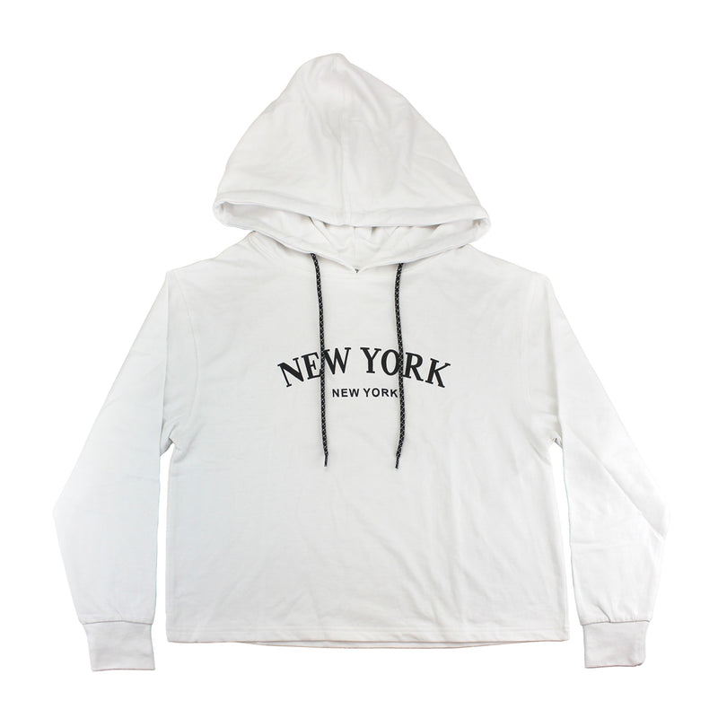 New York(White Lettering) Ladies French Terry Hoodie