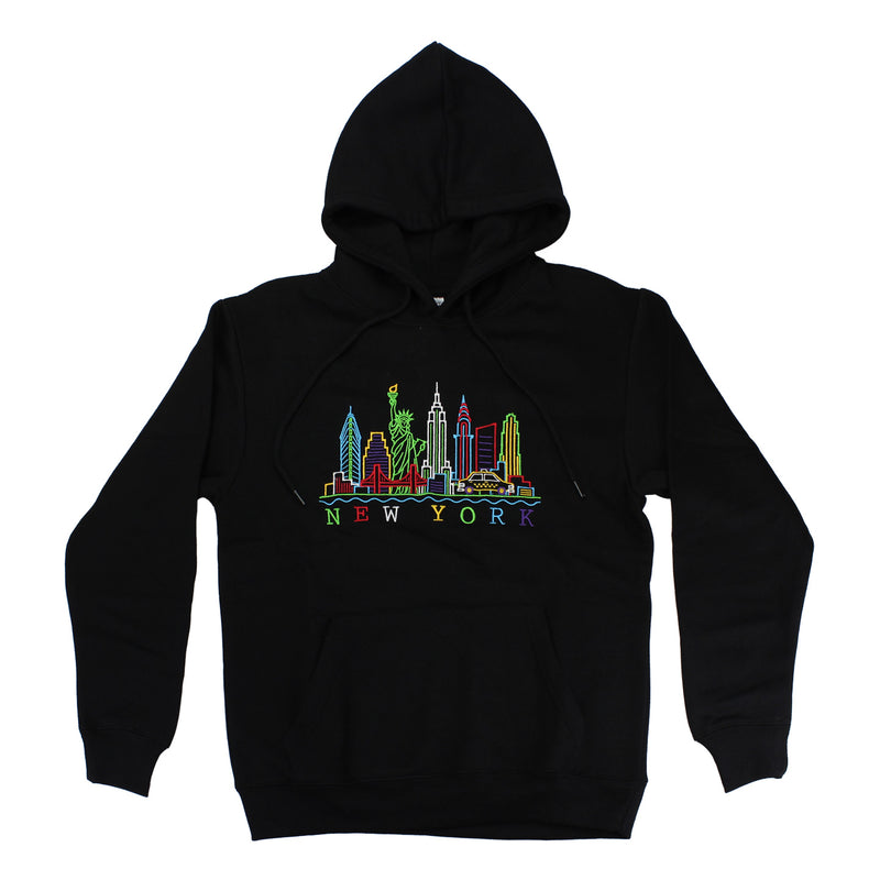 New York Colorful Skyline Embroidered Hoodies