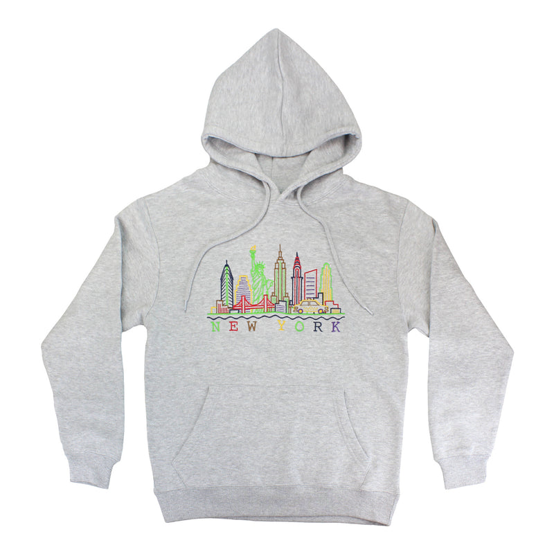 New York Colorful Skyline Embroidered Hoodies