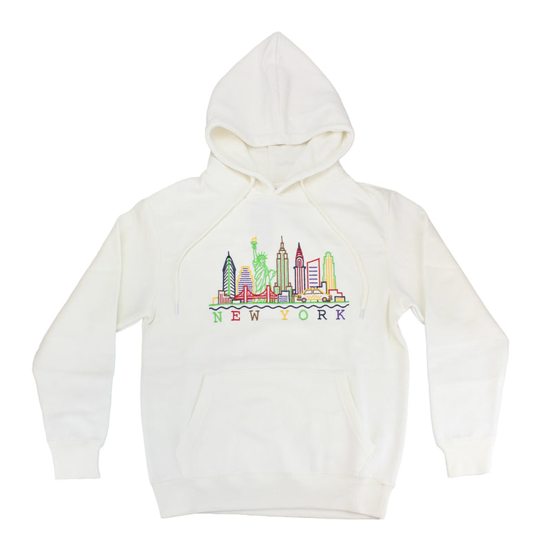 New York Colorful Skyline Embroidered Hoodies