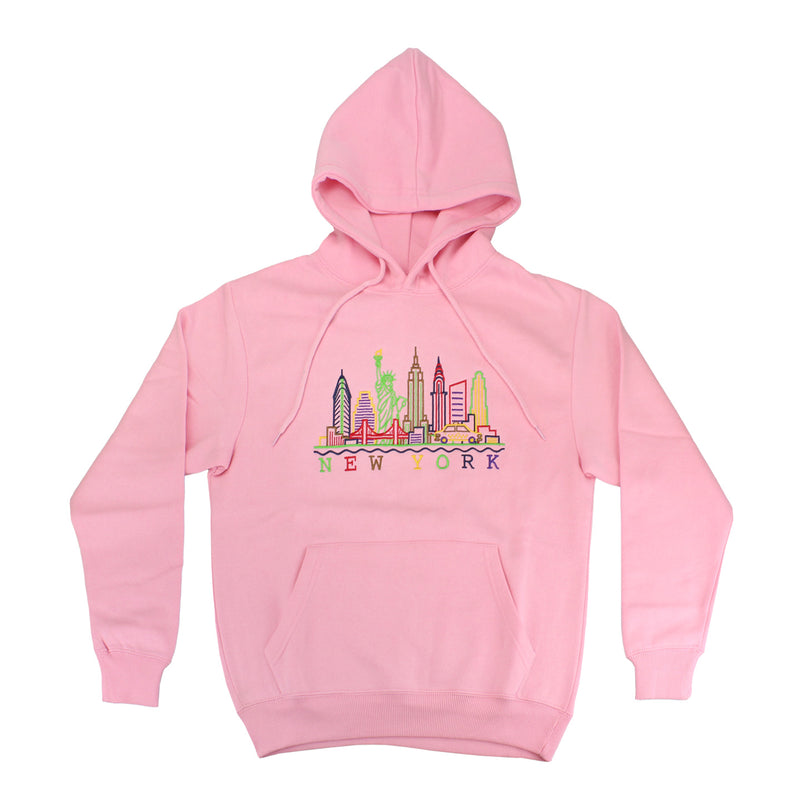 New York Colorful Skyline Embroidered Hoodies