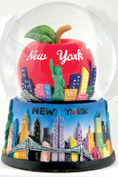 New York Big Red Apple w/ NYC Skyline Design - Snow Globe