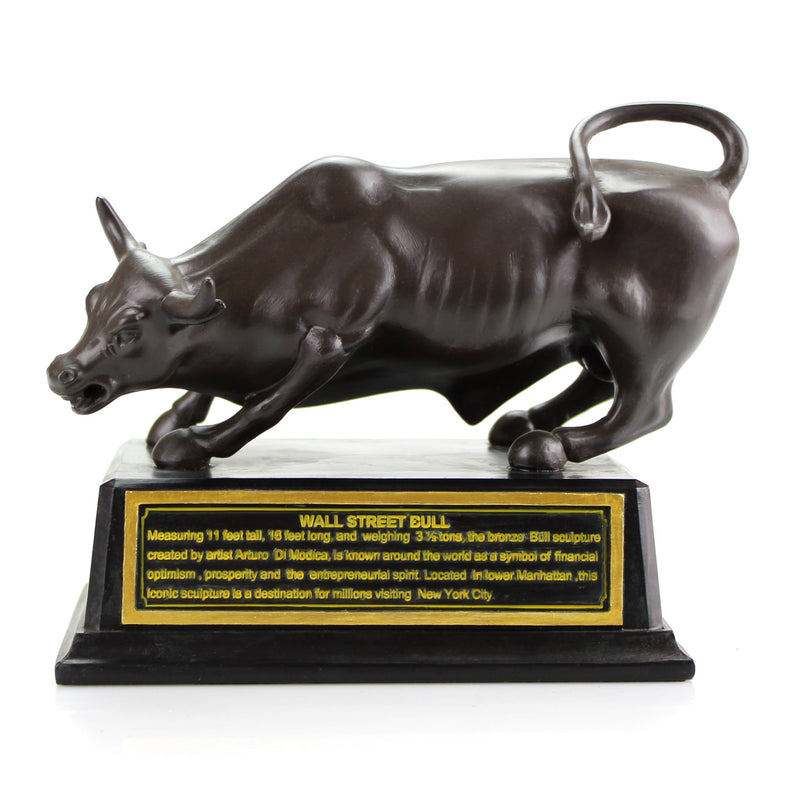 Black Wall Street Bull® Stock Market NYC Figurine Statue with Base