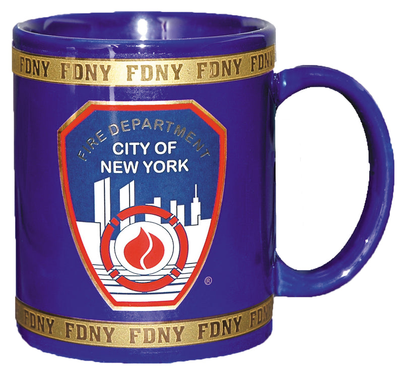 FDNY Coffee Mug - 11oz (Navy w/ Gold Stripes)