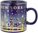 New York Skyline Royal Blue Ceramic Mini Coffee Mug - 4oz