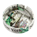 New York Famous Icons/Places - Background w/ Design - Ceramic Ashtray