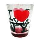 I Love NY Shot Glass - Clear w/Bottom Color - 1.5oz