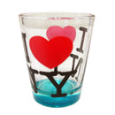 I Love NY Shot Glass - Clear w/Bottom Color - 1.5oz