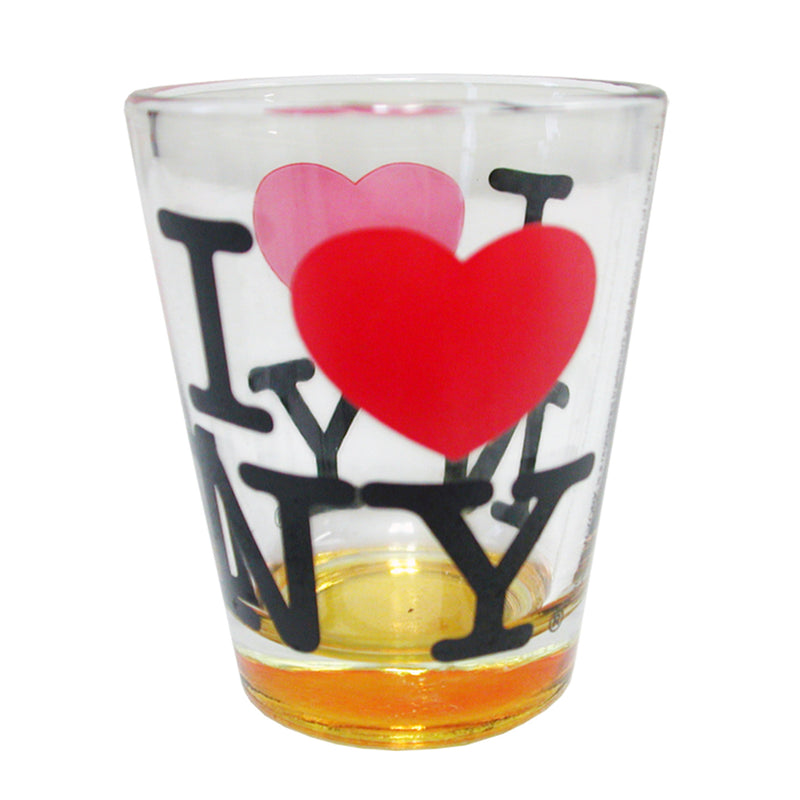 I Love NY Shot Glass - Clear w/Bottom Color - 1.5oz
