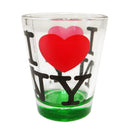 I Love NY Shot Glass - Clear w/Bottom Color - 1.5oz
