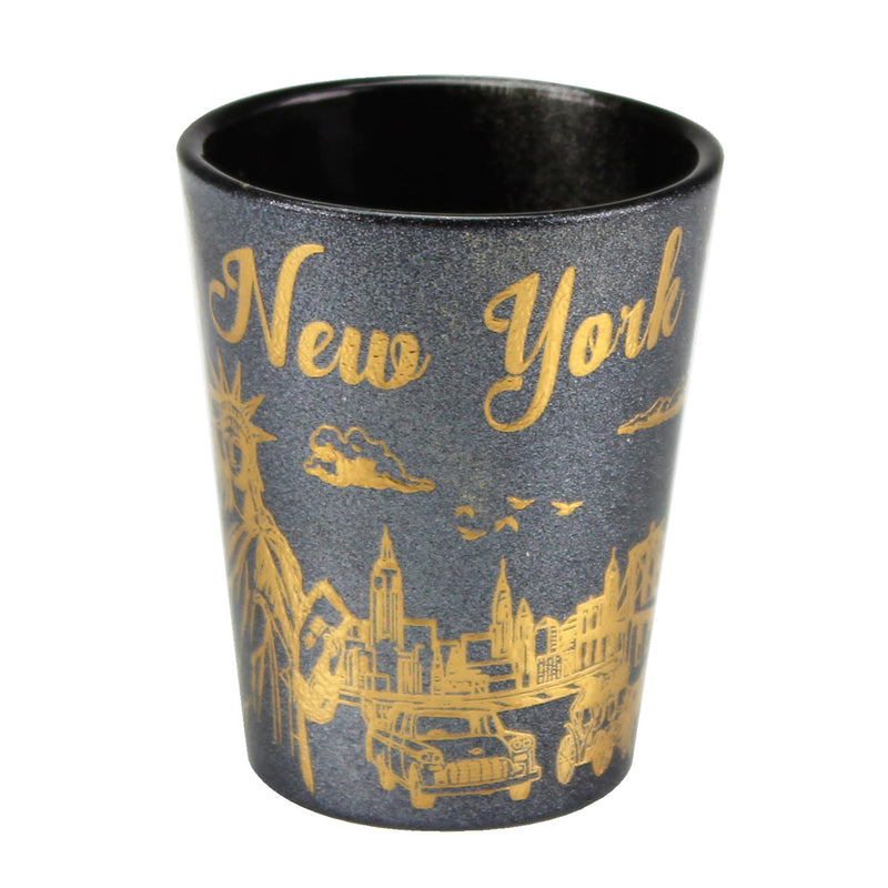 New York Black Ceramic Skyline Shot Glass - 1.5oz