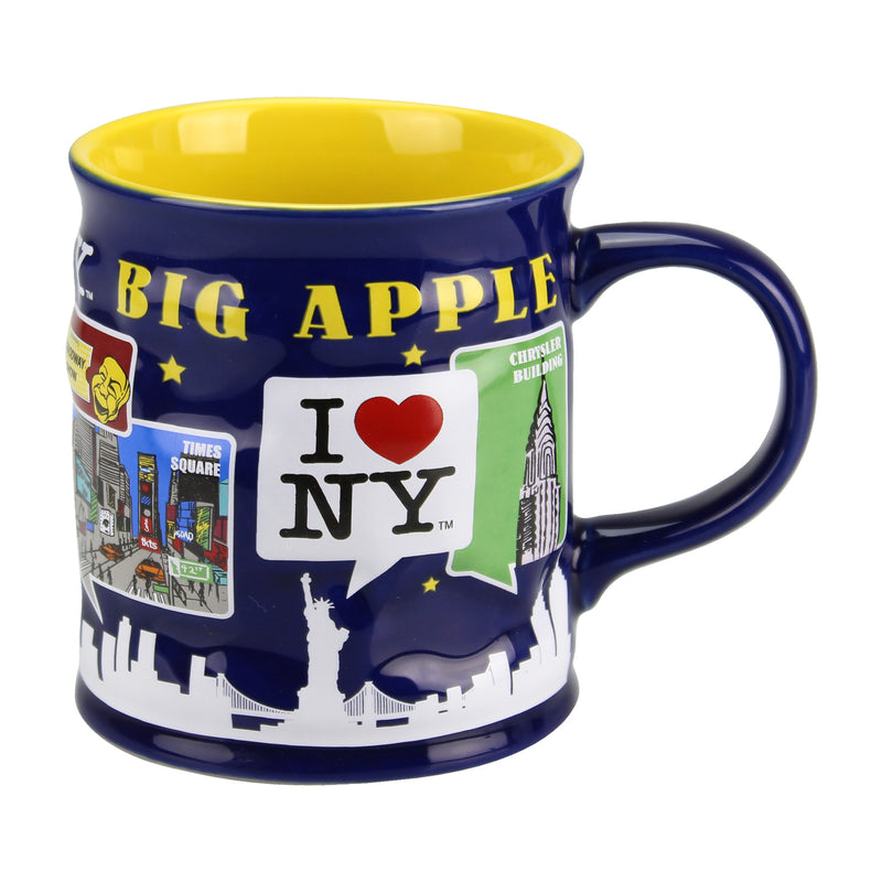 I Love NY 3D (Big Apple) Navy Blue Ceramic Mug - 11oz
