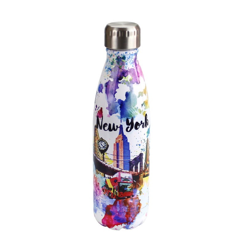 Watercolor New York - Stainless Steel Travel Water Bottle - 16oz